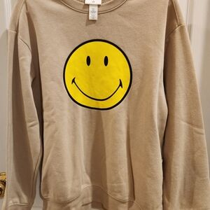 H&M Sweatshirt - Beige Smiley Sweatshirt